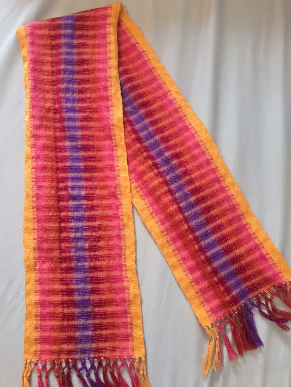 Vibrant Pink & Orange Striped Women's Scarf
